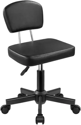 Image de Fauteuil roulant avec dossier, hauteur réglable de 46 cm à 60 cm, pivotant à 360°, capable de supporter un poids jusqu'à 136 kg, pour