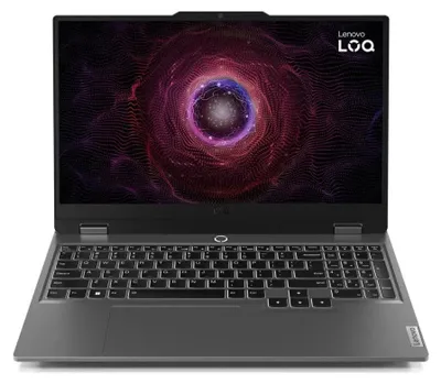 Zdjęcie produktu dla Laptop Lenovo LOQ 15ARP9 z procesorem AMD Ryzen™ 5 7235HS, ekranem 39.6 cm (15.6") Full HD, 16 GB pamięci DDR5-SDRAM, dyskiem SSD 512 GB, kartą graficzną NVIDIA GeForce RTX 4050, łącznością Wi-Fi 6 (802.11ax), bez systemu operacyjnego, w kolorze szarym