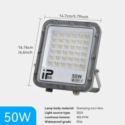 Image de Projecteurs LED d'extérieur - Modèle pour éclairage extérieur - Lot de 2 - 50 W par projecteur - 85–265 V AC - Très lumineux - Pour jardin et rue