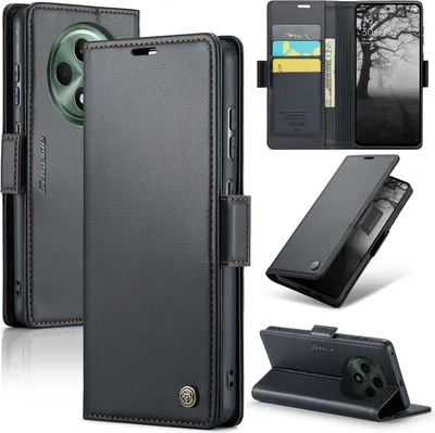 Obrázek produktu pro Pouzdro pro Oppo Reno12 F 4G/Reno12 F 5G, RFID Blokování Karet, Pokročilé Flip Kožené Pouzdro s Funkcí Stojánku černé