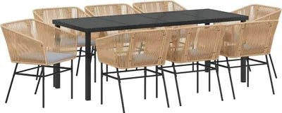 Obrázok produktu pre Záhradný jedálenský set s vankúšom 9 pcs Hnedá