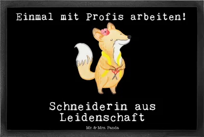 Produktbild von Mr. & Mrs. Panda fußmatte Schneiderin Leidenschaft 40 x 60 cm - Schwarz - Geschenk, Fußabstreifer, Schmutzfangmatte, Gummimatte, Schmutzmatte, Türmatte