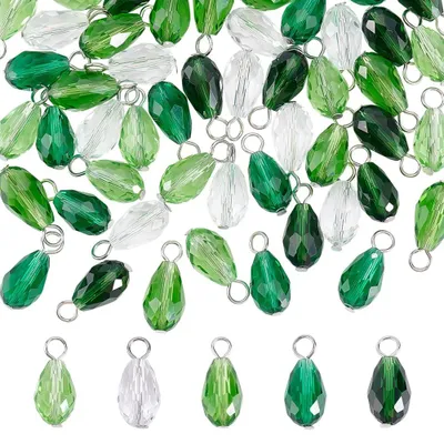50 Tropfen-Anhänger aus Glas, grün, 20 mm, für Schmuck