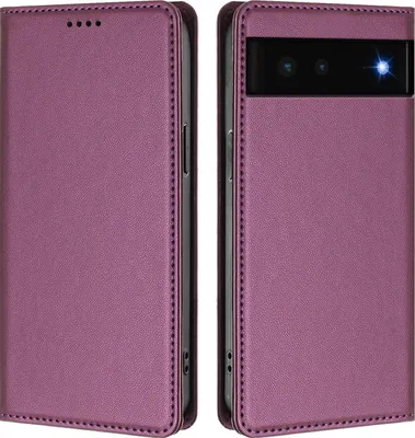 Obrázek produktu pro Kožené pouzdro pro Google Pixel 6, magnetické flipové pouzdro zPolyuretankůže se stojánkem Fialová