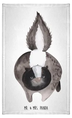 Produktbild von Mr. & Mrs. Panda Handtuch Stinktier Angriff - Weiß - Geschenk, Gästehandtuch 30x50, gäste wc, Raubtier, Skunk, Gäste-WC, wütend, Wildtier, Drohung, Gästetuch, badezimmer