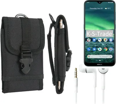 Produktbild von K-S-Trade Holster Schutz Hülle kompatibel mit Nokia 2.3 Gürteltasche Handy Hülle Tasche outdoor Seitentasche schwarz 1x + Kopfhörer