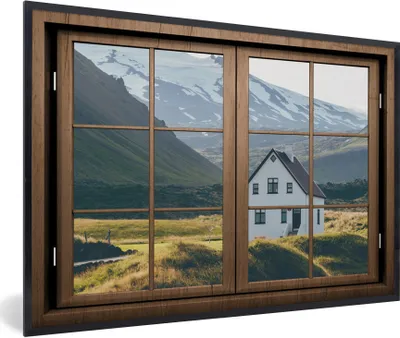 Produktbild von MuchoWow® MuchoWow® Gerahmtes Poster Aussicht - Haus - Berg 90x60 cm - Poster mit zchwarzem Bilderrahmen - Fotorahmen - Foto-Plakat