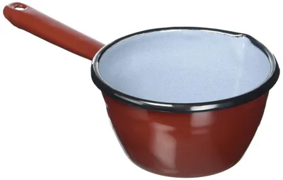 Zdjęcie produktu dla Rondel z wylewką - 12 cm - 0,6 l - Emaliowana stal - Indukcja - Brązowy