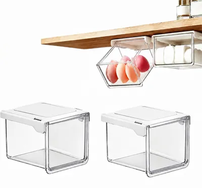 Make-up-Organizer 2er-Set, transparent, selbstklebend, für Schubladen