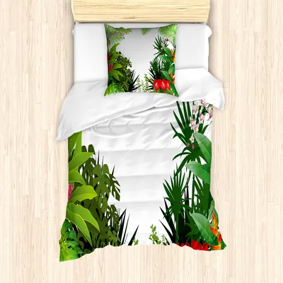 Produktbild von ABAKUHAUS Blatt Mantele, Hibiscus Anthurium Blätter, Milbensicher Allergiker geeignet mit Kissenbezügen, 135 cm x 200 cm - 80 x 80 cm, Pink Weiß