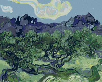 Produktbild von Zuty - Malen nach Zahlen - OLIVENBÄUME MIT ALPILLES IM HINTERGRUND (VINCENT VAN GOGH), 40x50 cm, mit Keilrahmen (bereits gespannt)