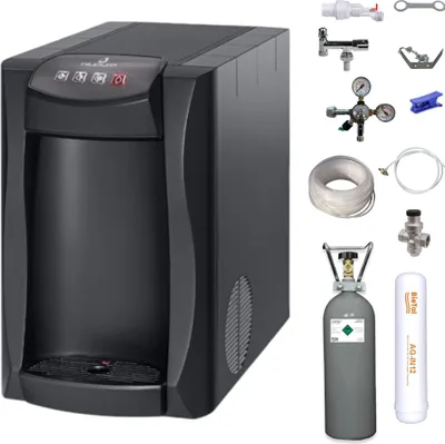 Produktbild von Sprudelwassergerät Tafelwasseranlage Heißwasser Piccola HOT 15 Fizz schwarz SET