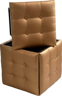 Imagen del producto de Puf transformable 5 en 1: 5 taburetes en 1, tapizado en cuero ecológico color camel