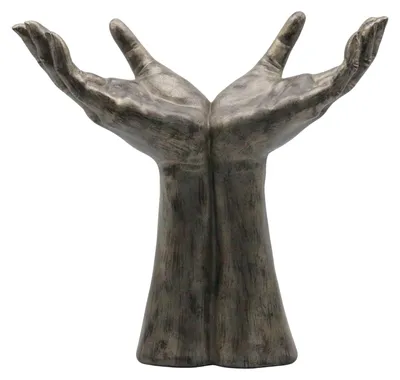 Handskulptur aus Kunstharz, bronzefarben, 33x11,5x30,5 cm