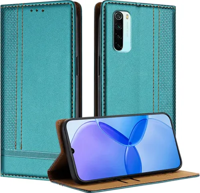 Produktbild von Handyhülle für Xiaomi Redmi Note 8 Leder Flip Klappbare Schutzhülle mit Standfunktion Grün