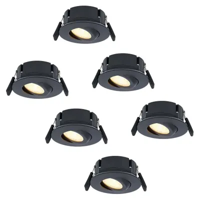 Image de HOFTRONIC - Spots LED encastrables plats 8W 570lm 2700K inclinables IP65 noir