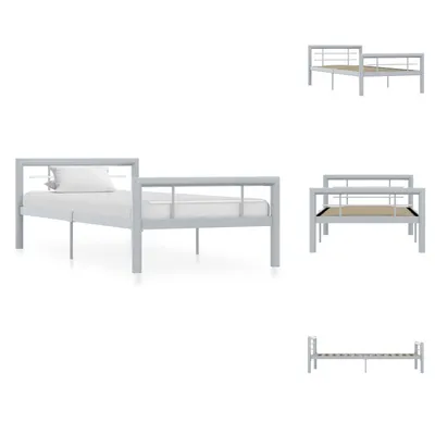 Produktbild von vidaXL Bettgestell Grau und Weiß Metall 90×200 cm -  Betten & Bettgestelle