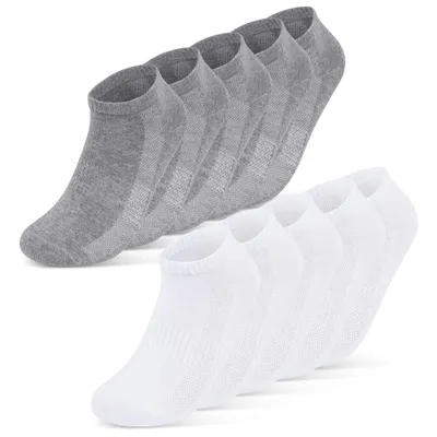 Produktbild von Sneaker Socken Herren Damen kurze Sportsocken Mesh - 16510 Grau/Weiß 35-38 10 Paar
