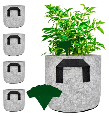Produktbild von Pflanztasche mit Griffen, 5 Stück, 3 Gallonen Pflanze Grow Bag aus Filzstoff