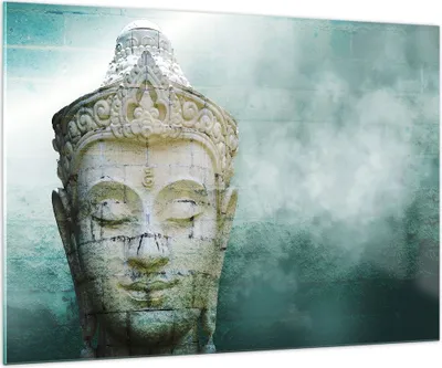 Produktbild von Bilder auf glas - Einteilig - Buddha Grafik Türkis - 100x70cm - Glasbilder - Wandbilder - Bilder - zum Aufhängen bereit - Wanddekoration aus Glas - Glas Bilder - Wandbild auf Glas - GAA100x70-4342