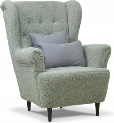 Zdjęcie produktu dla Fotel skrzydłowy - Szary - 77x106x89 cm W/H/D - Tkanina Teddy - 2 poduszki w zestawie - Przyjazny dla zwierząt - IVAR
