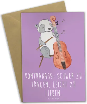 Produktbild von Mr. & Mrs. Panda Grußkarte Kontrabass Liebe - Lavendeltraum - Geschenk, Lernen, Grußkarten, Jazzbands, osterkarte, Instrument, Sinfonieorchester, Streichinstrument, Musik