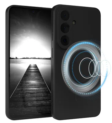 Produktbild von EAZY CASE - Silikonhülle MagSafe für Samsung Galaxy S26, Hülle Silikon, weich stoßfeste Magnet Handyhülle, Schutzhülle mit Kameraschutz, TPU Bumper in Schwarz