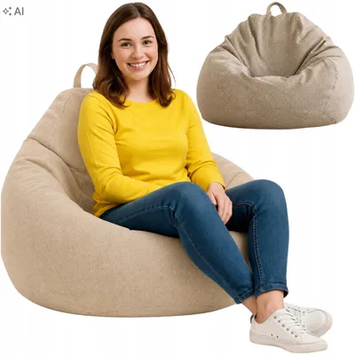 Produktbild von AD.CON Sitzsack mit EPS-Perlen Füllung Puff Relax-Sessel Sitzkissen Bodenkissen Bean Bag 90x110x50cm 250L Beige