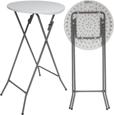 Produktbild von Stehtisch Klappbar Rund Weiß Ø 60cm Höhe 110cm | Wetterfest, Partytisch, Bistrotisch, Outdoor, Biertisch