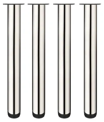 Produktbild von Möbelbeine, 4 Stück, Metall, Tischbeine, 40 cm, rund, gebürsteter Edelstahl