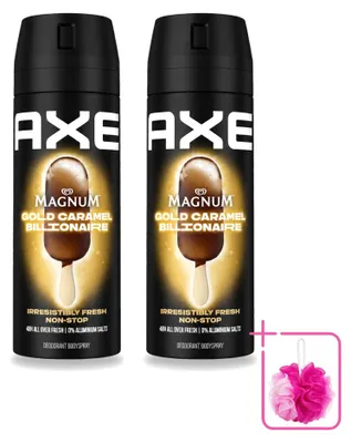 Productafbeelding van 2 x Axe Magnum Gold Caramel Billionaire Deodorant Bodyspray 150 ml - Voordeelverpakking - 2 stuks