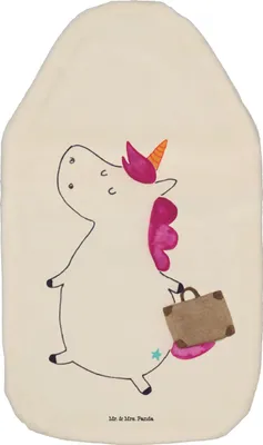 Produktbild von Mr. & Mrs. Panda Wärmflasche Einhorn Koffer - Weiß - Geschenk, Einhörner, mit Bezug, Erwachsen, Wärmekissen, Unicorn, Bettflasche, Flauschige, Abenteuer, Wärmflaschen