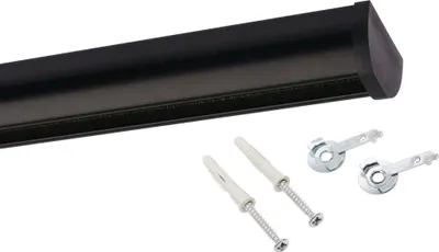 Produktbild von Gardinenschiene Innenlauf auf Maß 1-läufig Schwarz - Serie Round – 380cm