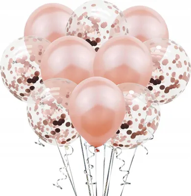 Immagine prodotto di Palloncini grandi - oro rosa - con coriandoli - compleanno - per matrimoni e cerimonie nuziali - set da 10