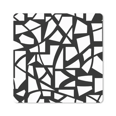 Produktbild von MuchoWow® Mauspad Mousepad Muster - Geometrisch - Weiß - Schwarz 20x20 cm - Mousepads - Maus Mat - Pad - Mausunterlage - Desk Mat - Bureauartikeln