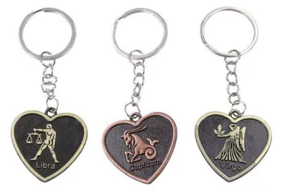 Immagine prodotto di Portachiavi a forma di cuore - Segni zodiacali (12 pezzi)