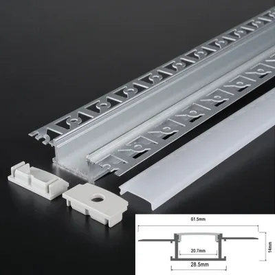 Produktbild von 2m LED Alu Profile Schiene Unterputz Profil mit Milchglas Abdeckung Kanal System für LED-Streifen Profil P