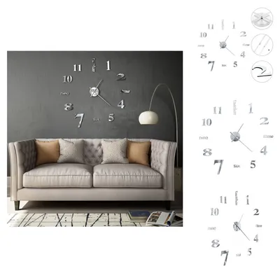 Produktbild von vidaXL 3D-Wanduhr Modernes Design 100 cm XXL Silbern -  Wanduhren