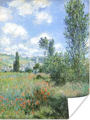 Produktbild von MuchoWow® Poster Ansicht von Vetheuil - Gemälde von Claude Monet 90x120 cm - Wohnzimmer