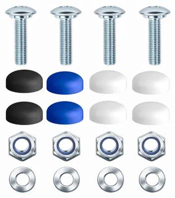 Produktbild von Kennzeichen Schrauben M5 x 16mm DIN 84 mit Abdeckkappen 4er Set für KFZ Kennzeichen Auto Motorrad Kennzeichen Schrauben
