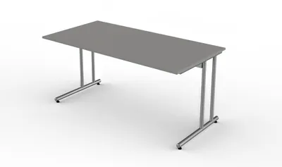 Produktbild von Kerkmann Schreibtisch START UP 160x80x75 cm C-Fuß-Gestell alusilber inkl. Kabelkanal verschiedene Dekore Grafit