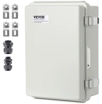 Produktbild von VEVOR Außen elektrische Verbindungsdose, 350 x 250 x 150 mm, ABS-Kunststoff elektrische Gehäusebox mit Scharnierdeckel und Edelstahlverschluss, IP67 staubdicht wasserdicht für Außenprojekte, 430 x 330 x 180 mm