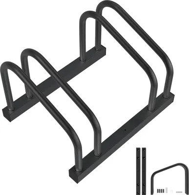 Produktbild von TRMLBE Fahrradständer Boden- und Wandmontage für 2 Fahrräder 30-65mm Reifenbreite, Fahrradhalter Metall Platzsparend Fahrrad Mehrfachständer, Schwarz