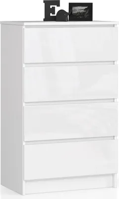 Immagine prodotto di Comodino stretto con cassetti SAVRILA - bianco / bianco lucido