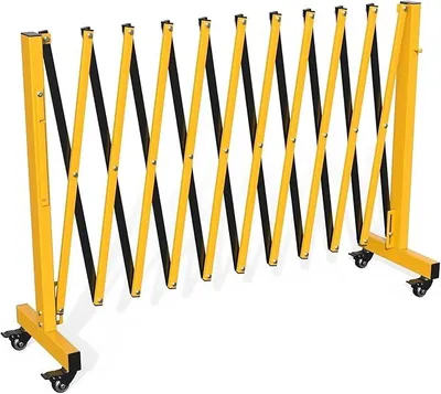 Productafbeelding van 3,4 meter uitschuifbaar scharnierhek, mobiele afzetting, metalen barrière, metalen, uitbreidbare barrière met wielen, buitenhek voor bouwplaatsen, verkeerscontrole en afzettingen
