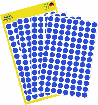 Produktbild von Avery Zweckform 3591, Markierungspunkte, ? 8 mm, 416 Markierungspunkte / 4 Bögen, Blau