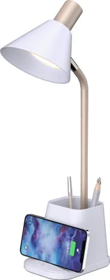 Produktbild von LED Schreibtischlampe mit Wireless Charging, dimmbar & einstellbarer Farbtemperatur (Warm/Kalt) Weiß