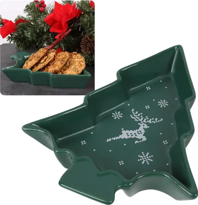 Produktbild von Weihnachtlicher Snackteller, grüner Weihnachtsbaum 15,5x20x3,6 cm