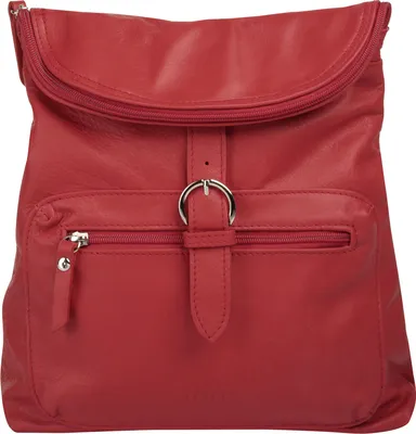 Produktbild von Damen Leder Rucksack, rot, 30x28x8 cm, Magnetverschluss, Reißverschlussfächer, für Smartphones bis 5,5 Zoll