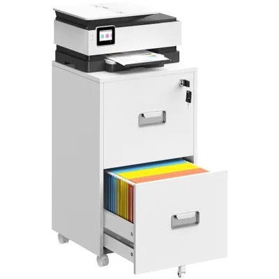 Produktbild von Yaheetech Rollcontainer Aktenschrank abschließbare Büroschrank mit Hängeregistratur und 2 Schubladen für Arbeitszimmer/Büro/Wohnzimmer